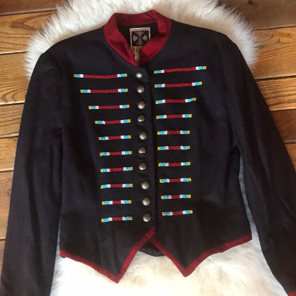 Hand beaded  wool military jacket ❤️🧥♥️